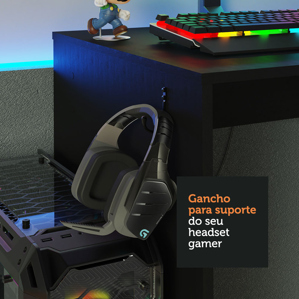 Mesa para Computador Gamer Preta 9414 Madesa