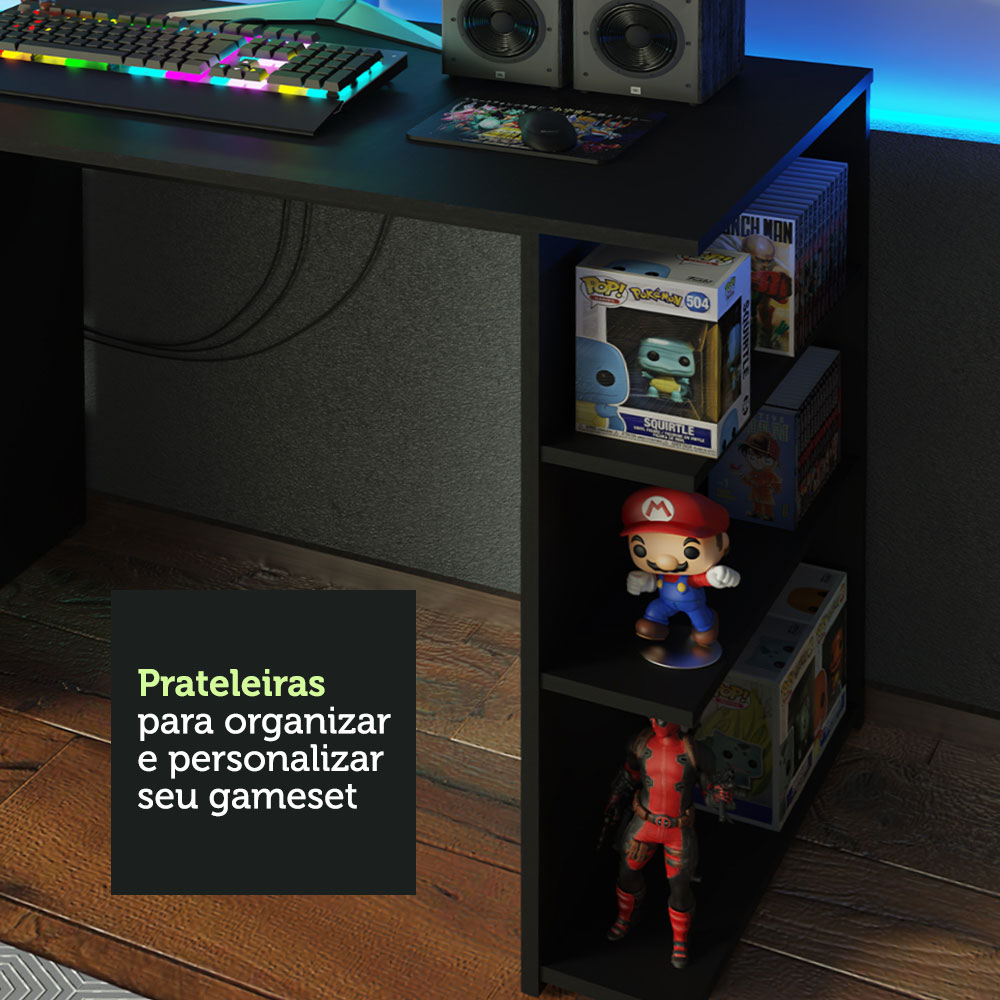 Mesa para Computador Gamer Preta 9414 Madesa