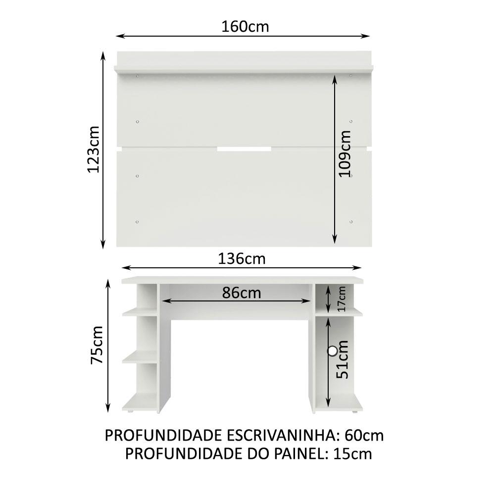 Mesa para Computador Gamer e Painel TV Madesa - Branco