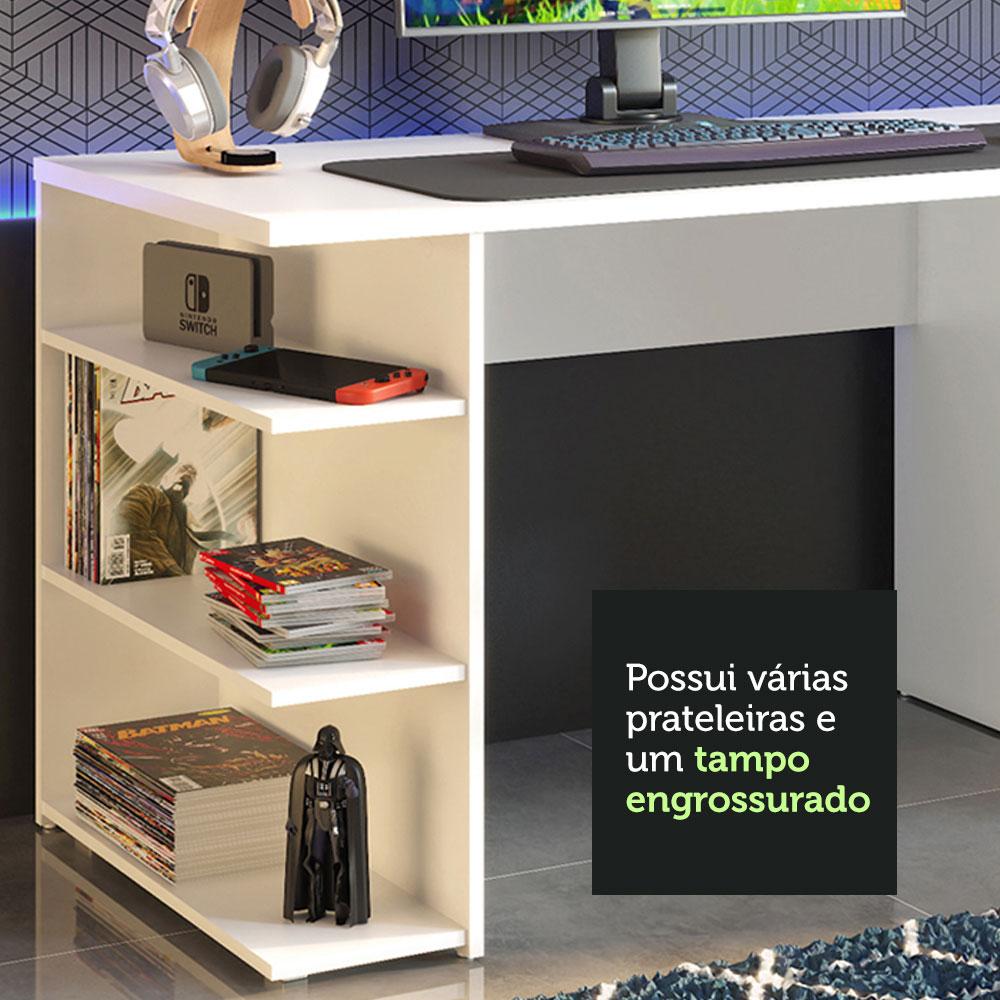 Mesa para Computador Gamer e Painel TV Madesa - Branco