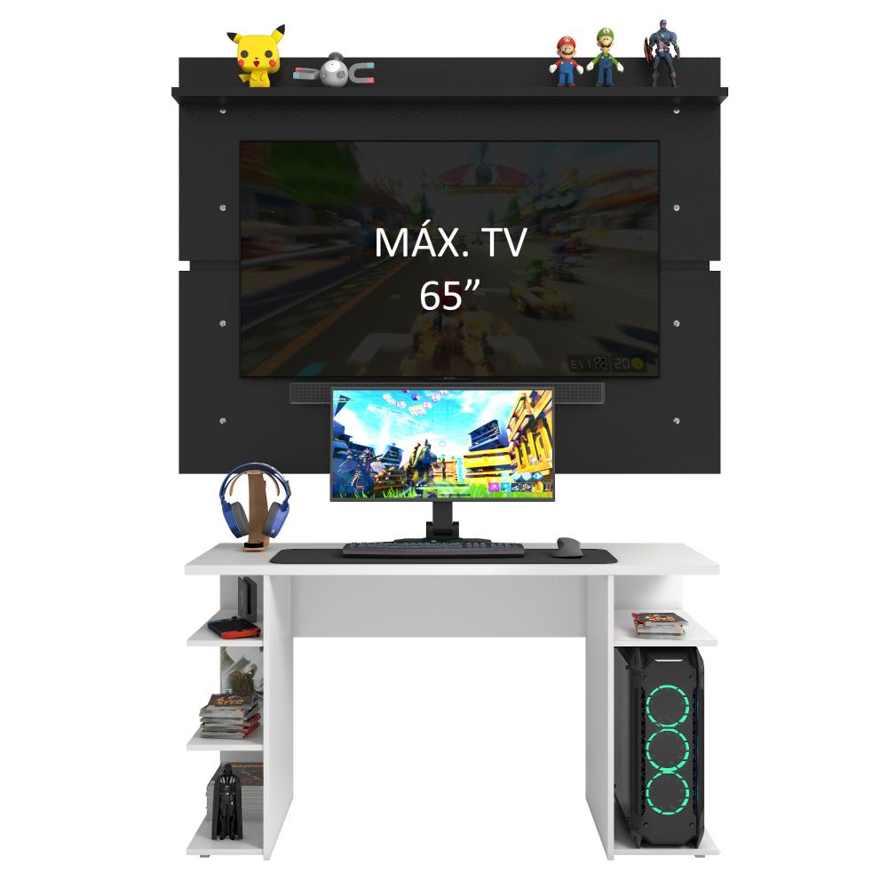 Mesa para Computador Gamer e Painel TV Madesa - Branco/Preto