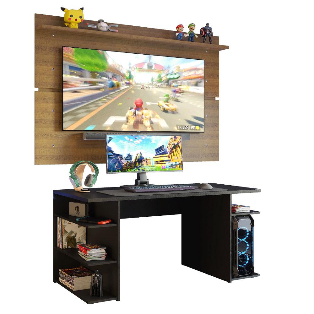 Mesa para Computador Gamer e Painel TV Madesa - Preto/Rustic