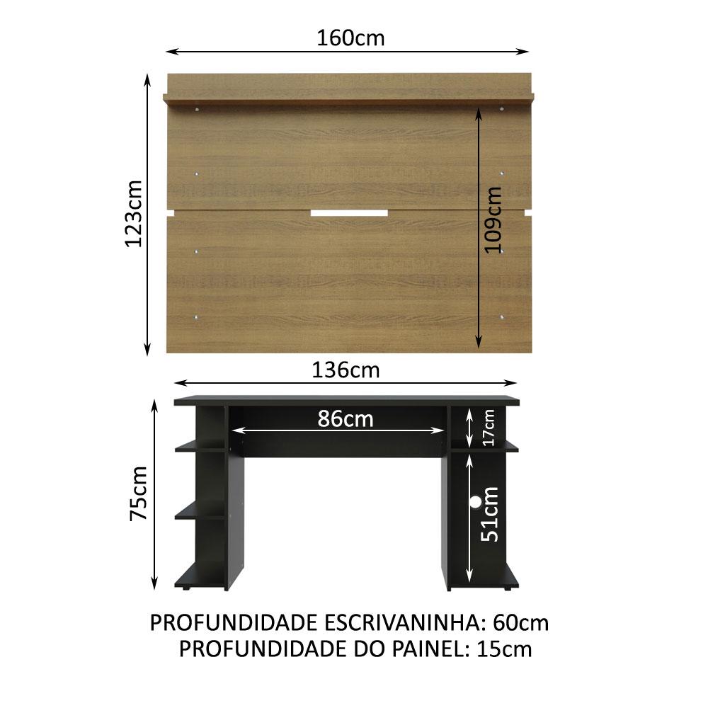 Mesa para Computador Gamer e Painel TV Madesa - Preto/Rustic