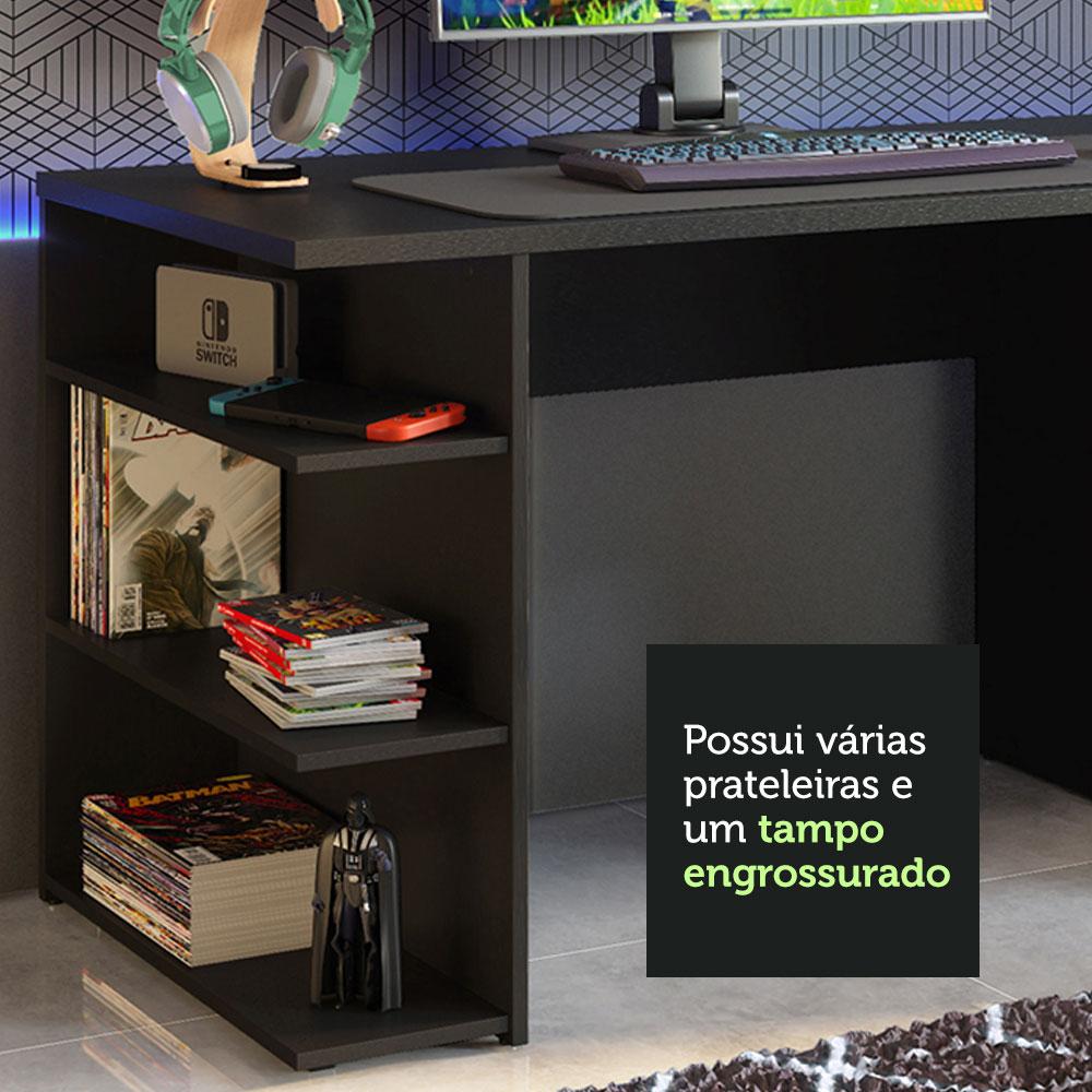 Mesa para Computador Gamer e Painel TV Madesa - Preto/Rustic