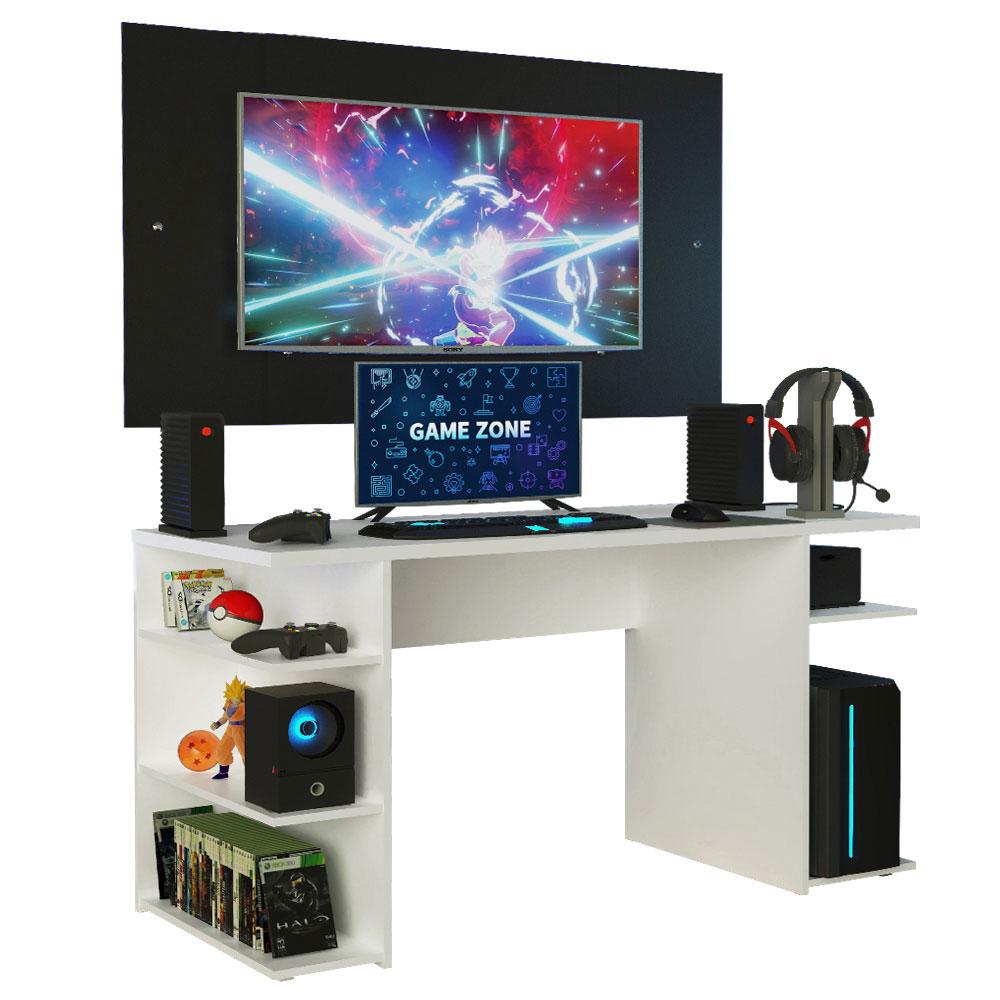Mesa para Computador Gamer e Painel até 58 Madesa - Branco/Preto