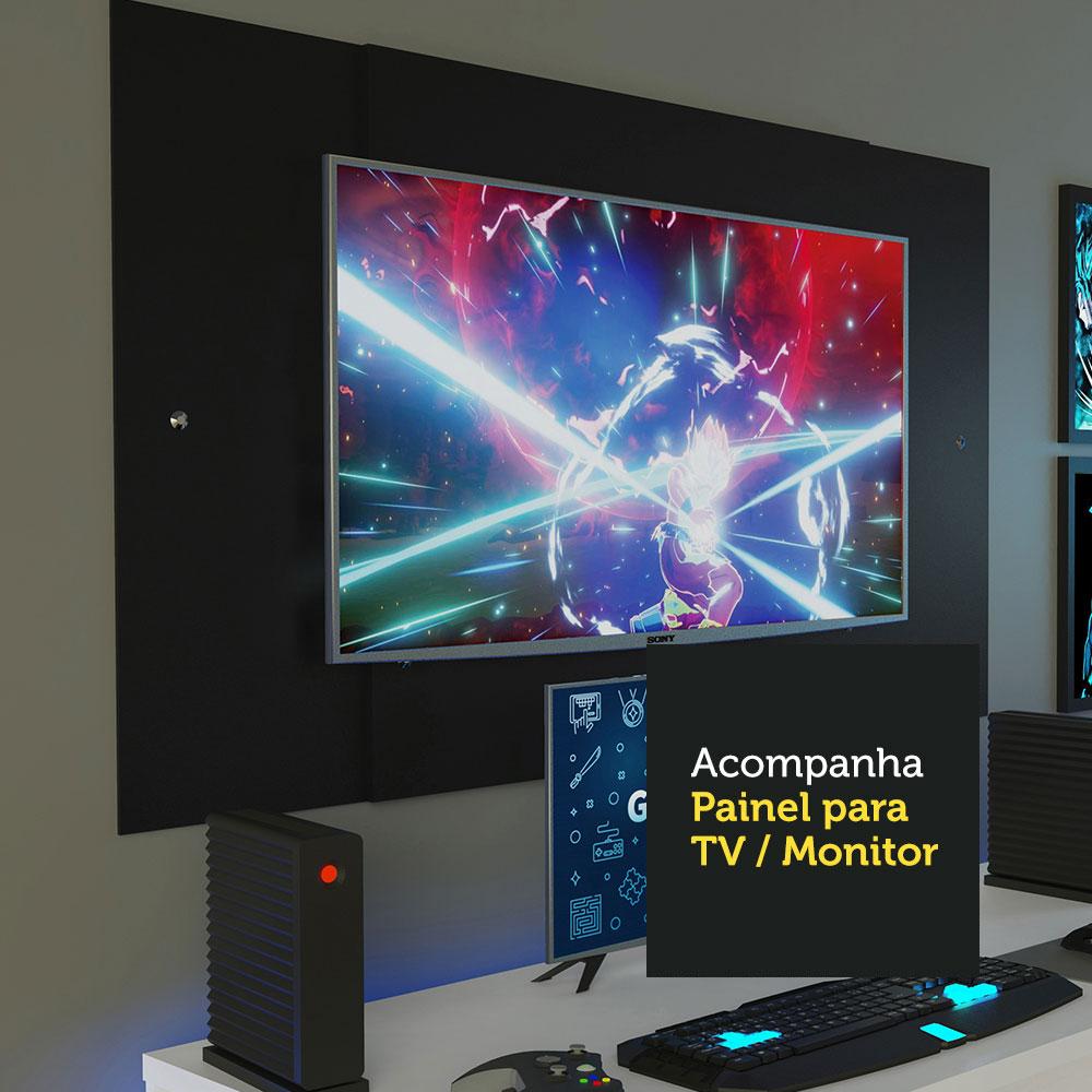 Mesa para Computador Gamer e Painel até 58 Madesa - Branco/Preto