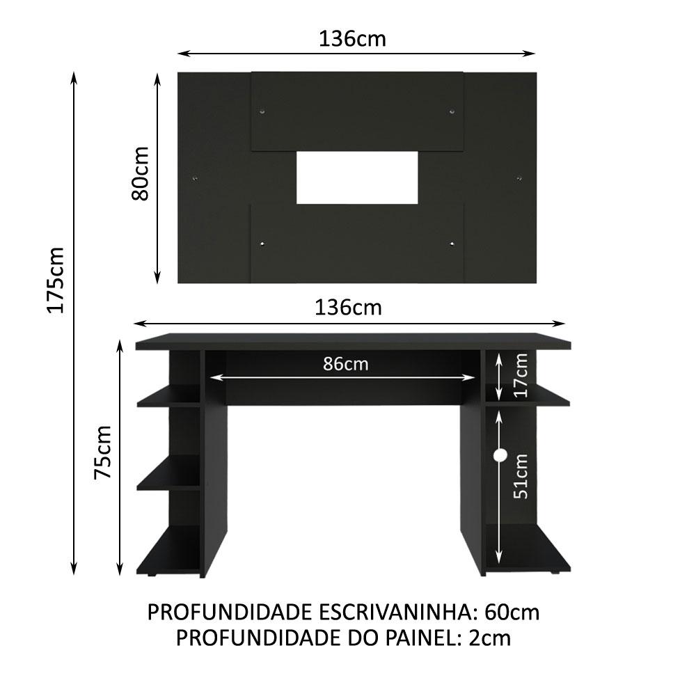 Mesa para Computador Gamer e Painel até 58 Madesa - Preto