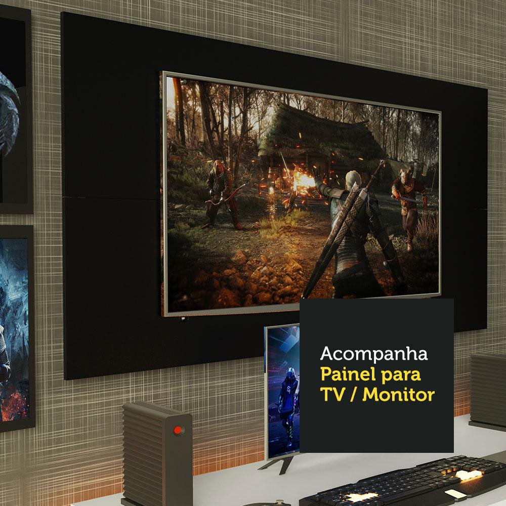 Mesa para Computador Gamer e Painel para TV até 50 Madesa - Branco/Preto
