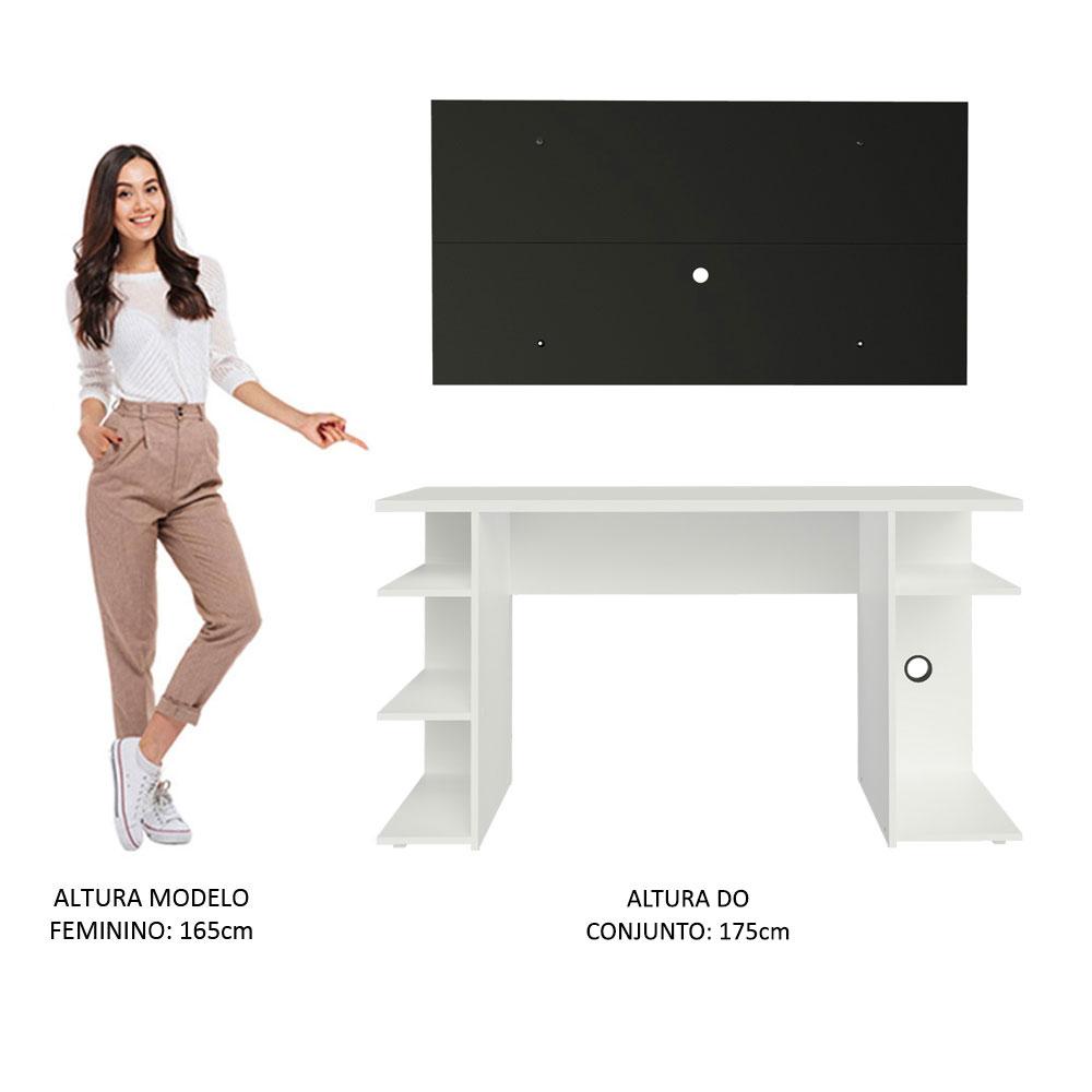 Mesa para Computador Gamer e Painel para TV até 50 Madesa - Branco/Preto