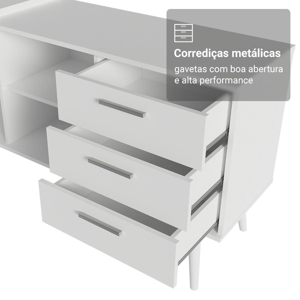 Mesa para Computador Gamer em L 3 Gavetas Branco Lisboa Madesa