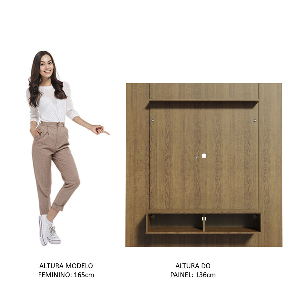 Painel para TV até 50 Polegadas Madesa Arizona 1 Prateleira 2 Nichos