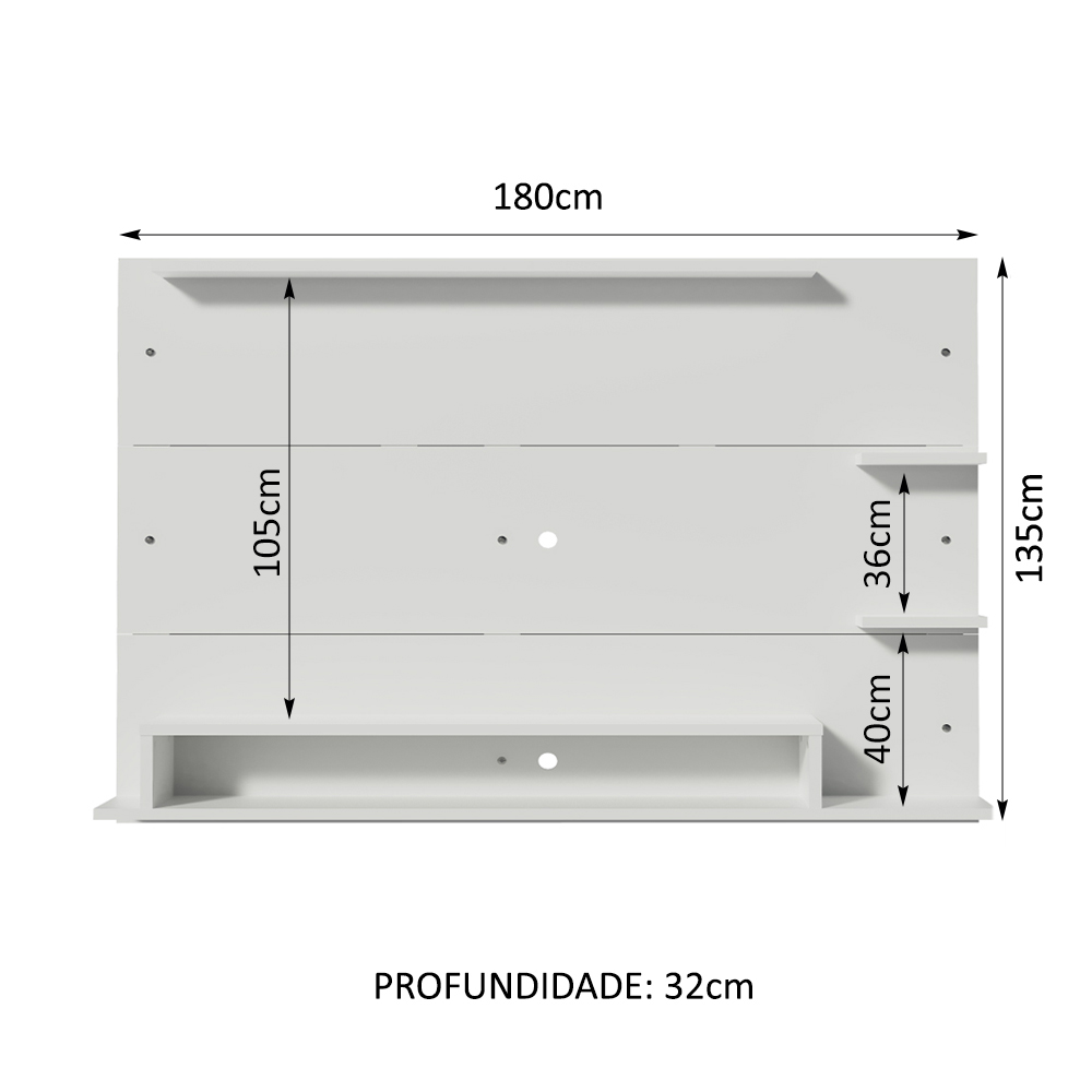 Painel para TV até 60 Polegadas Madesa Alfa com Nicho - Branco