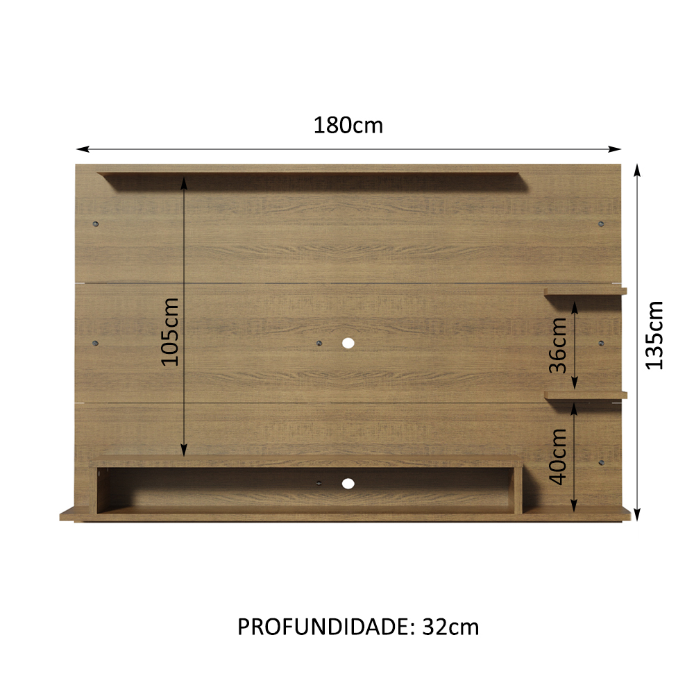 Painel para TV até 60 Polegadas Madesa Alfa com Nicho - Rustic