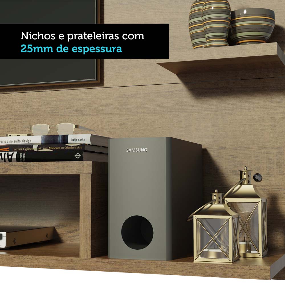 Painel para TV até 60 Polegadas Madesa Alfa com Nicho - Rustic