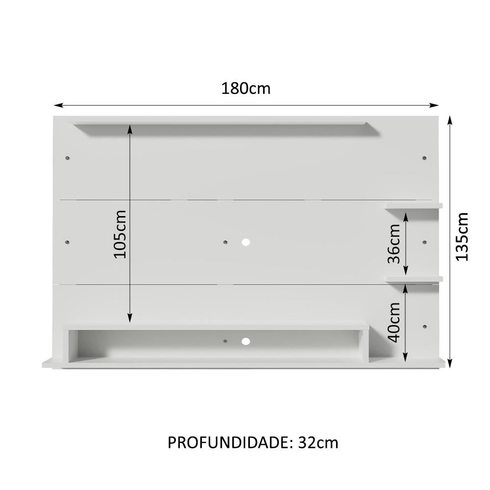 Painel para TV até 60 Polegadas Madesa Alfa com Prateleiras e Nichos - Branco