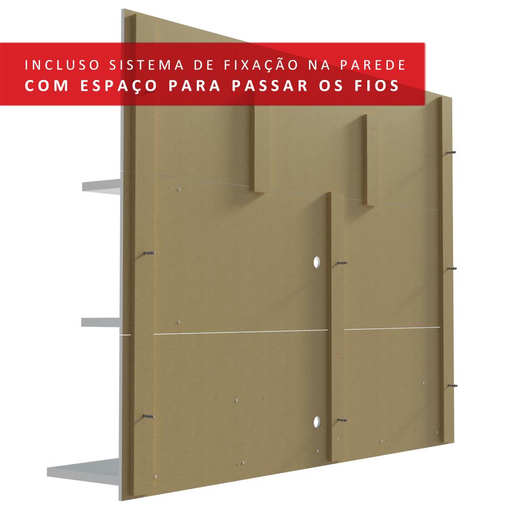 Painel para TV até 60 Polegadas Madesa Alfa com Prateleiras e Nichos - Branco