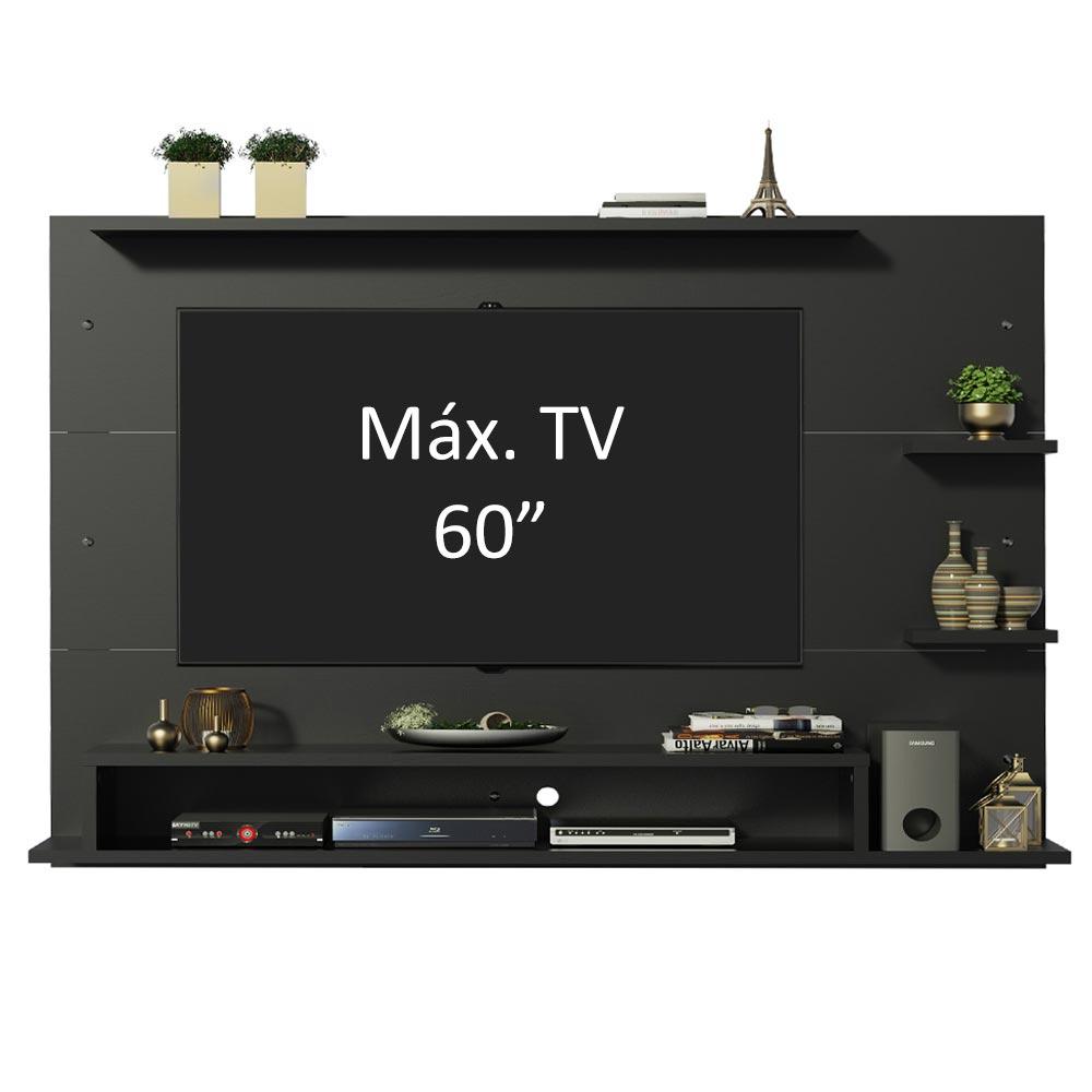 Painel para TV até 60 Polegadas Madesa Alfa com Prateleiras e Nichos - Preto