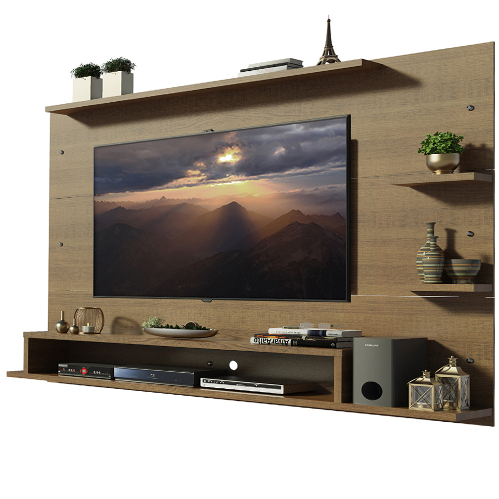 Painel para TV até 60 Polegadas Madesa Alfa com Prateleiras e Nichos - Rustic