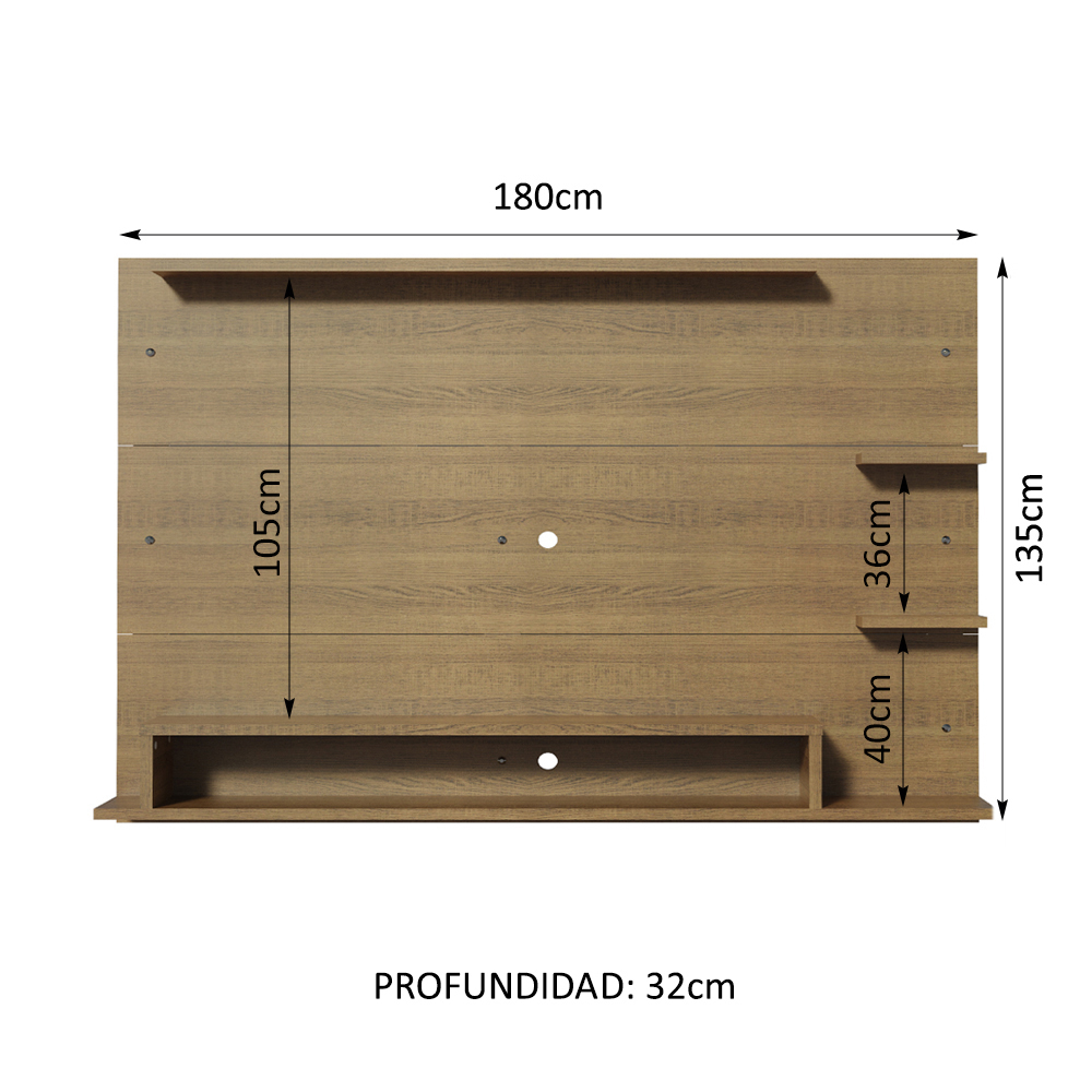 Painel para TV até 60 Polegadas Madesa Alfa com Prateleiras e Nichos - Rustic