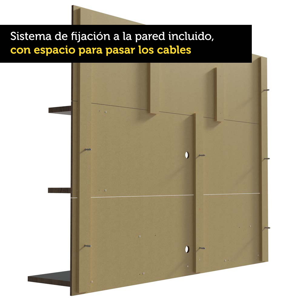 Painel para TV até 60 Polegadas Madesa Alfa com Prateleiras e Nichos - Rustic
