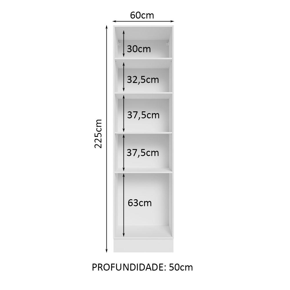 Paneleiro 60 cm com Nichos Abertos para Cozinha Madesa Glamy, Agata, Stella - Branco