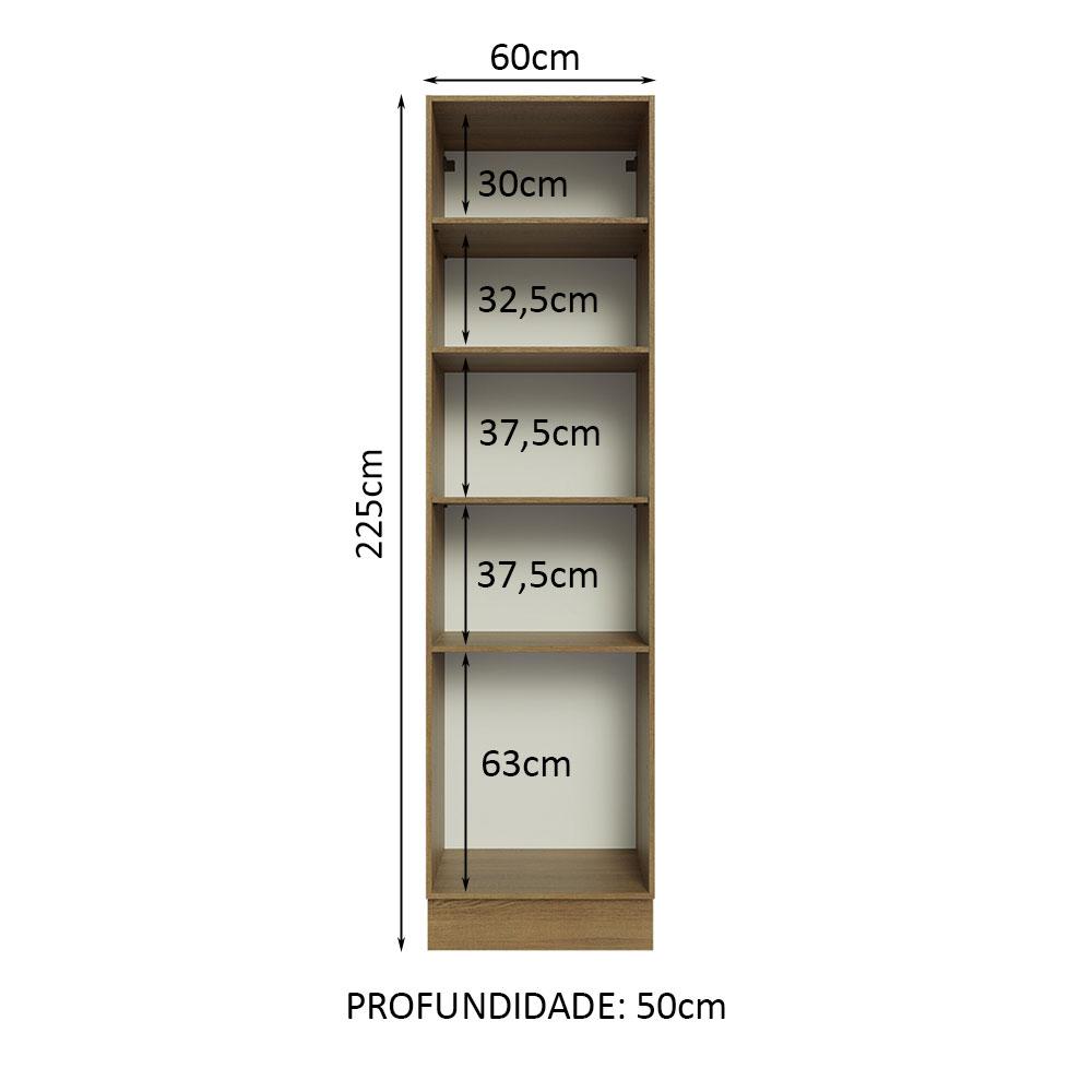 Paneleiro 60 cm com Nichos Abertos para Cozinha Madesa Glamy, Agata, Stella - Rustic
