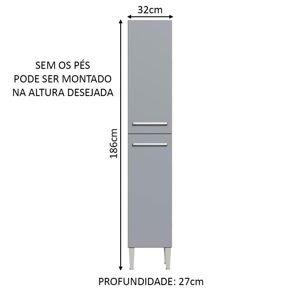 Paneleiro Armário de Cozinha 2 Portas Rustic/Cinza Emilly Madesa