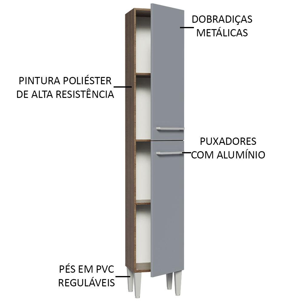 Paneleiro Armário de Cozinha 2 Portas Rustic/Cinza Emilly Madesa
