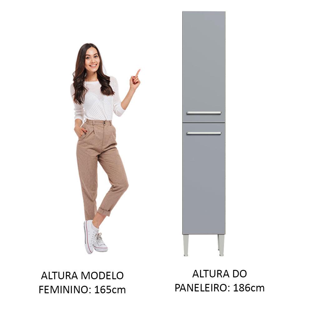 Paneleiro Armário de Cozinha 2 Portas Rustic/Cinza Emilly Madesa