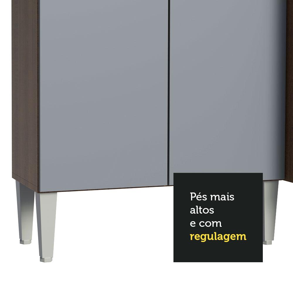 Paneleiro Armário de Cozinha 2 Portas Rustic/Cinza Emilly Madesa