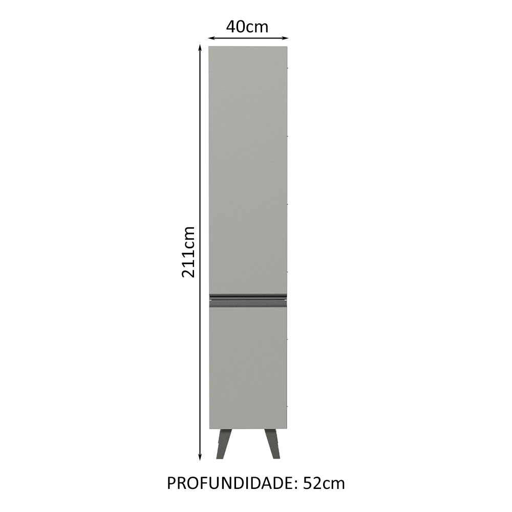 Paneleiro Armário de Cozinha 40 cm 2 Portas Cinza Nice Madesa