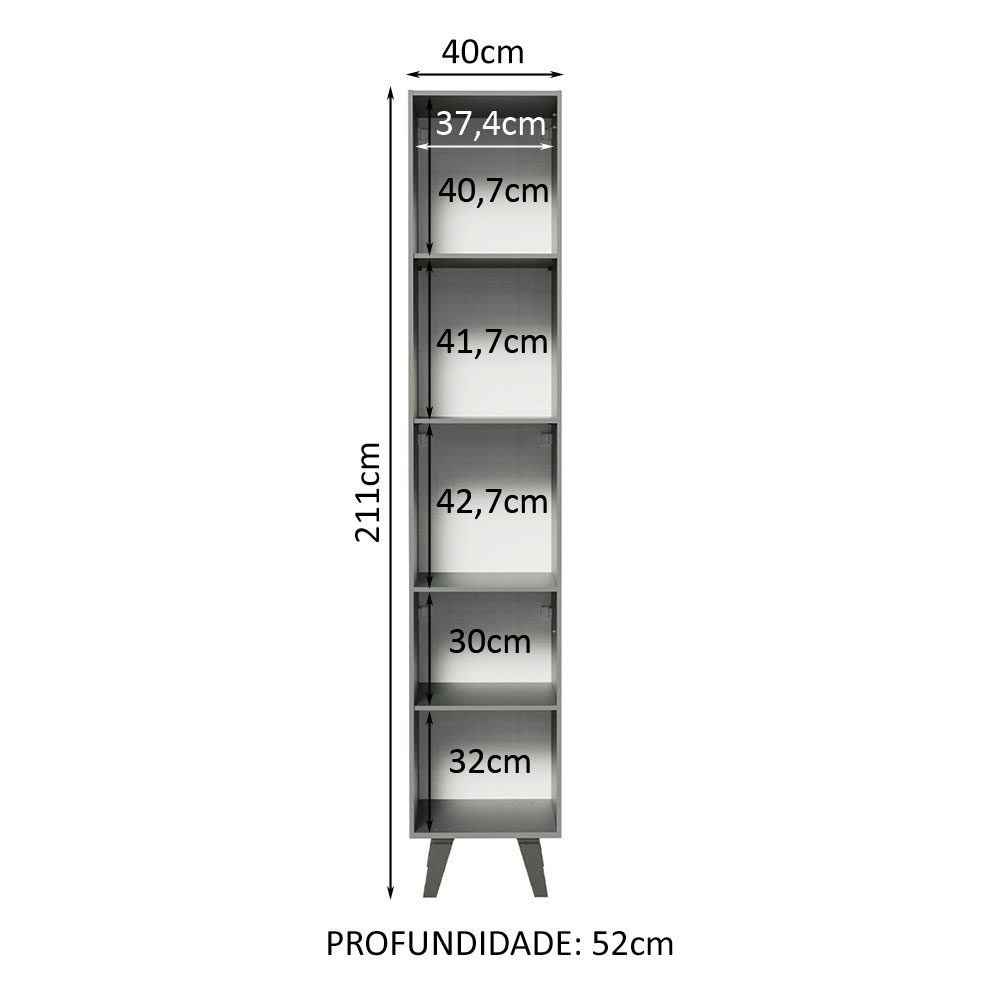 Paneleiro Armário de Cozinha 40 cm 2 Portas Cinza Nice Madesa