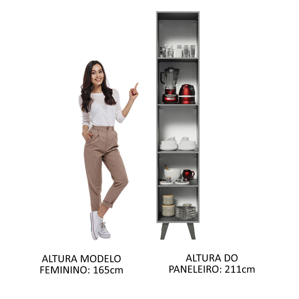 Paneleiro Armário de Cozinha 40 cm 2 Portas Cinza Nice Madesa