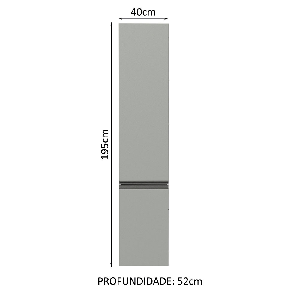 Paneleiro Armário de Cozinha 40 cm 2 Portas Suspenso Cinza Nice Madesa