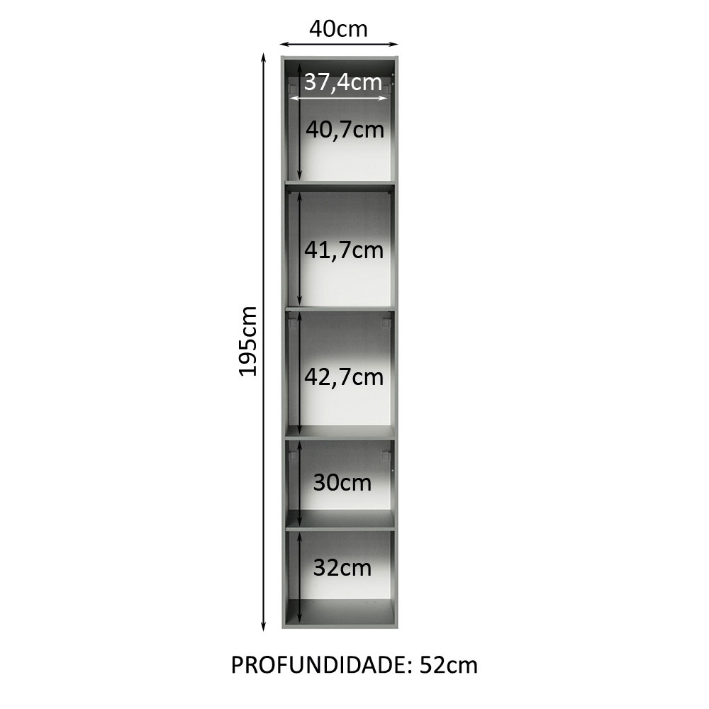 Paneleiro Armário de Cozinha 40 cm 2 Portas Suspenso Cinza Nice Madesa