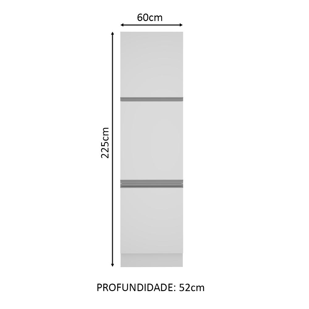 Paneleiro Armário de Cozinha 60 cm 3 Portas Branco Glamy Madesa