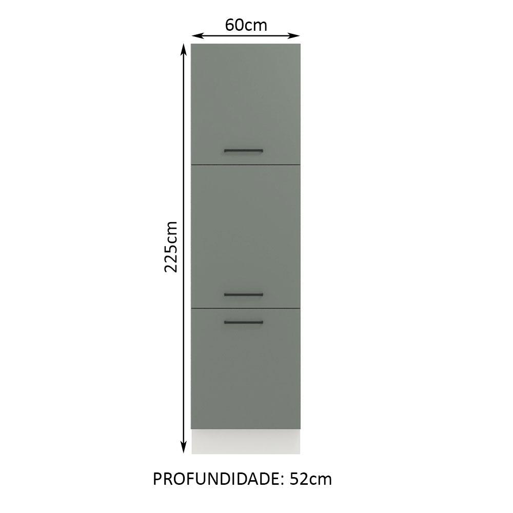 Paneleiro Armário de Cozinha 60 cm 3 Portas Branco/Cinza Agata Madesa