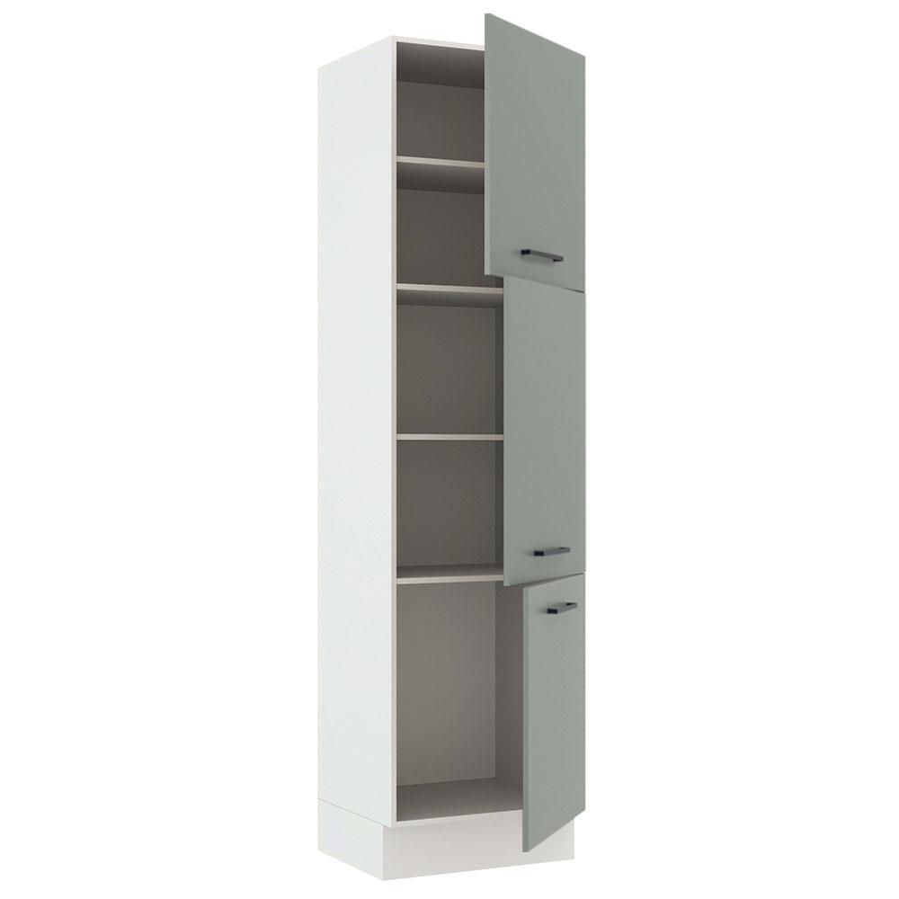 Paneleiro Armário de Cozinha 60 cm 3 Portas Branco/Cinza Agata Madesa