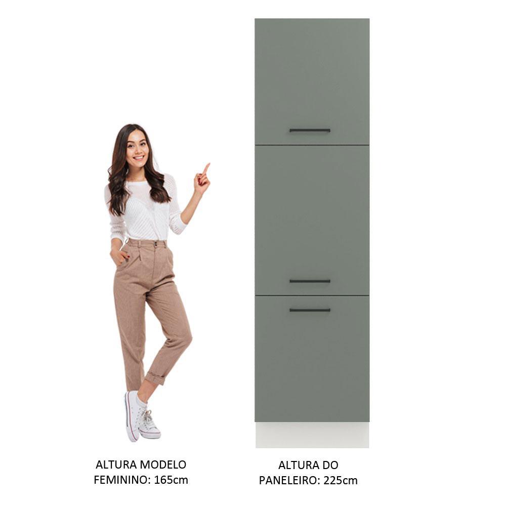 Paneleiro Armário de Cozinha 60 cm 3 Portas Branco/Cinza Agata Madesa