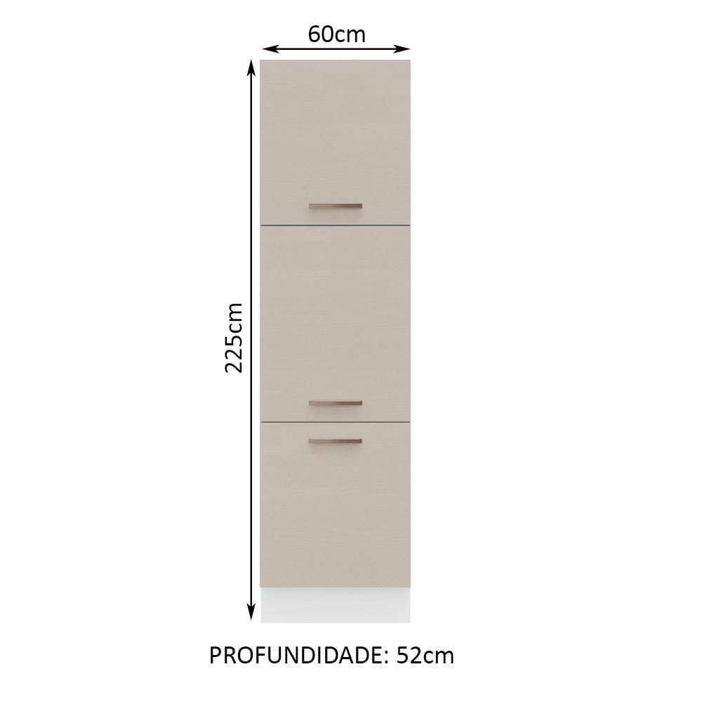 Paneleiro Armário de Cozinha 60 cm 3 Portas Branco/Crema Agata Madesa