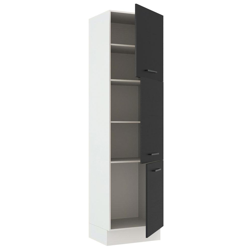 Paneleiro Armário de Cozinha 60 cm 3 Portas Branco/Preto Agata Madesa