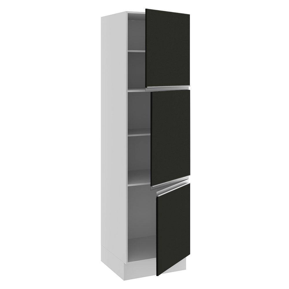 Paneleiro Armário de Cozinha 60 cm 3 Portas Branco/Preto Glamy Madesa