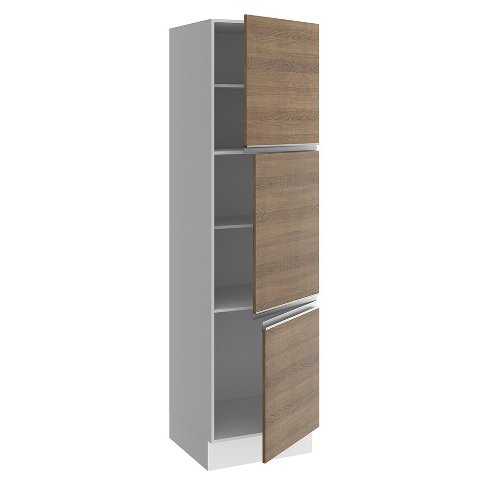 Paneleiro Armário de Cozinha 60 cm 3 Portas Branco/Rustic Glamy Madesa