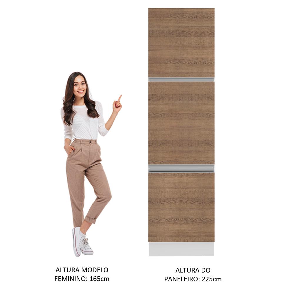 Paneleiro Armário de Cozinha 60 cm 3 Portas Branco/Rustic Glamy Madesa