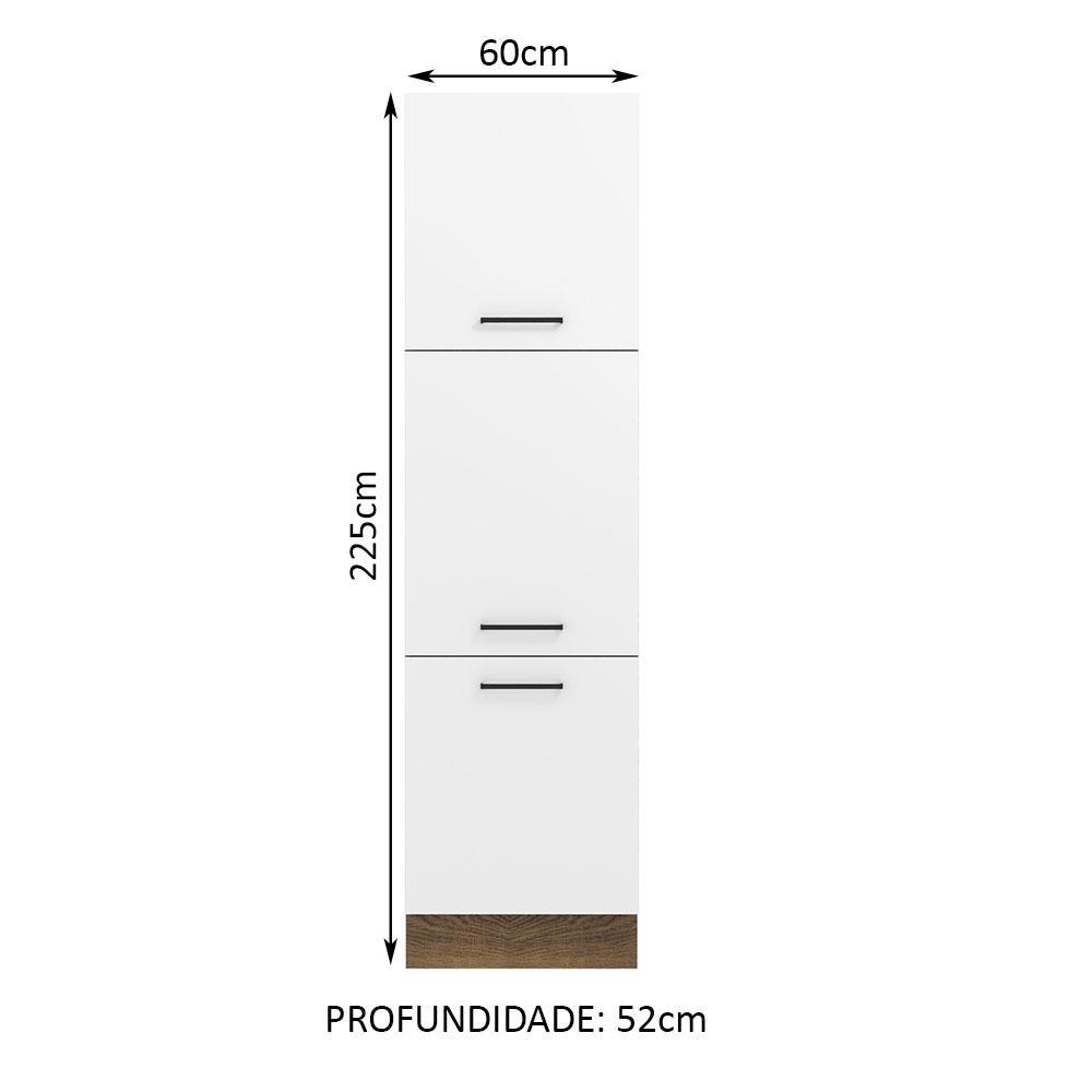 Paneleiro Armário de Cozinha 60 cm 3 Portas Rustic/Branco Agata Madesa