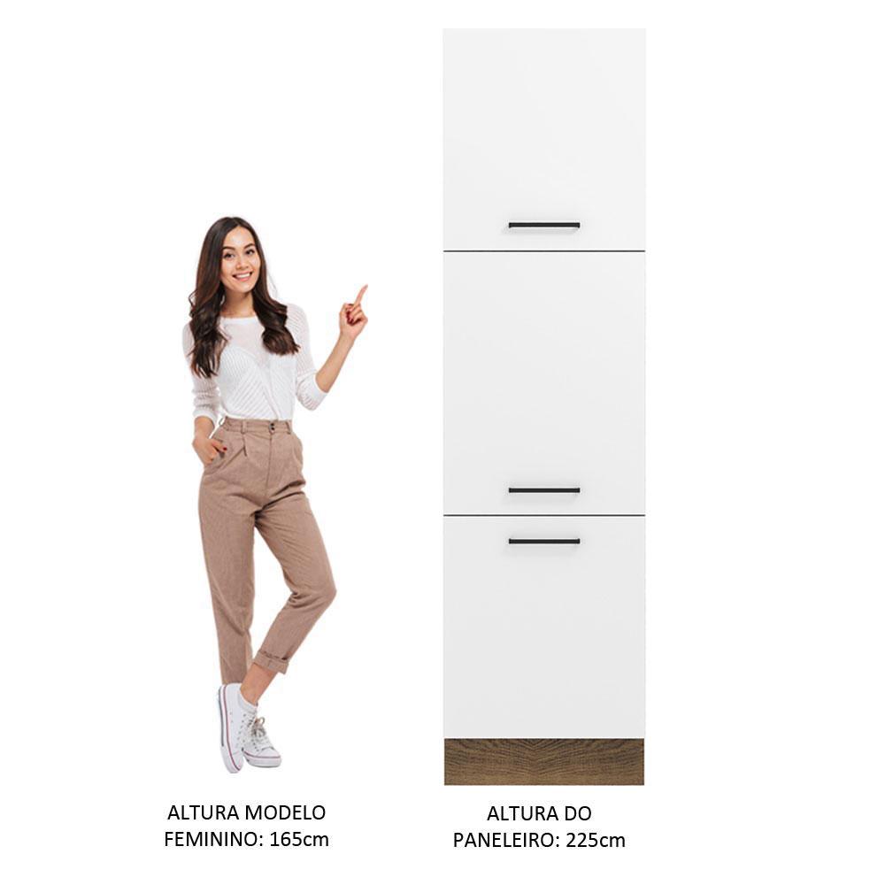 Paneleiro Armário de Cozinha 60 cm 3 Portas Rustic/Branco Agata Madesa