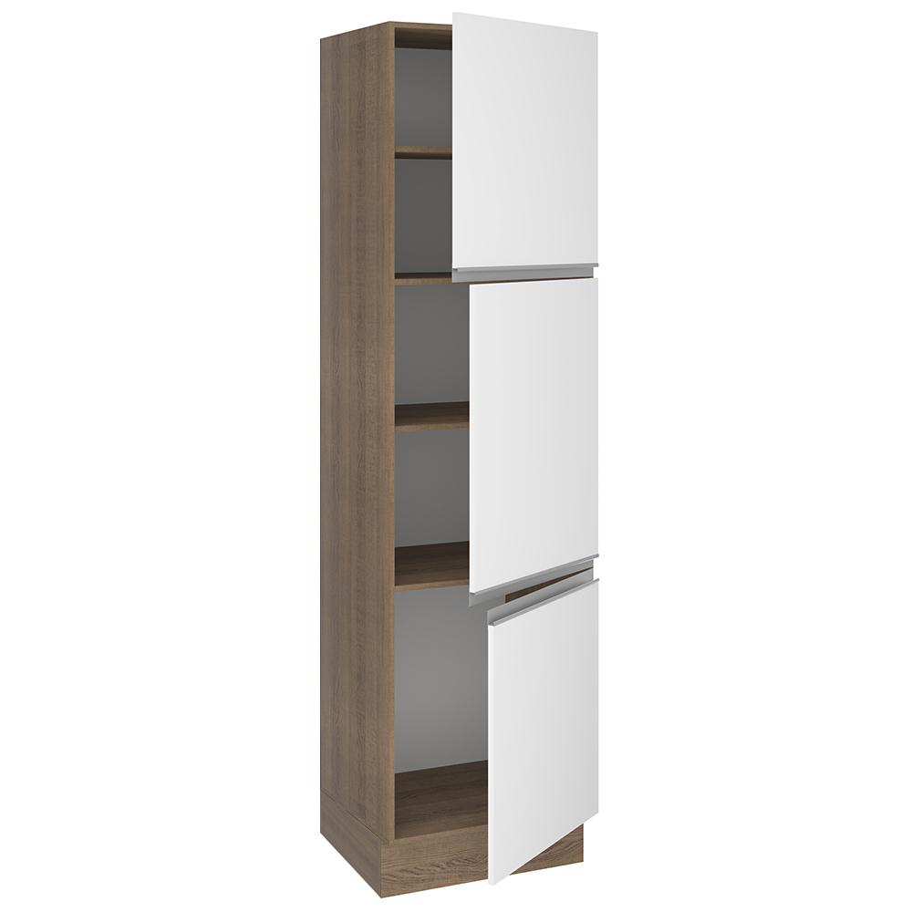 Paneleiro Armário de Cozinha 60 cm 3 Portas Rustic/Branco Glamy Madesa