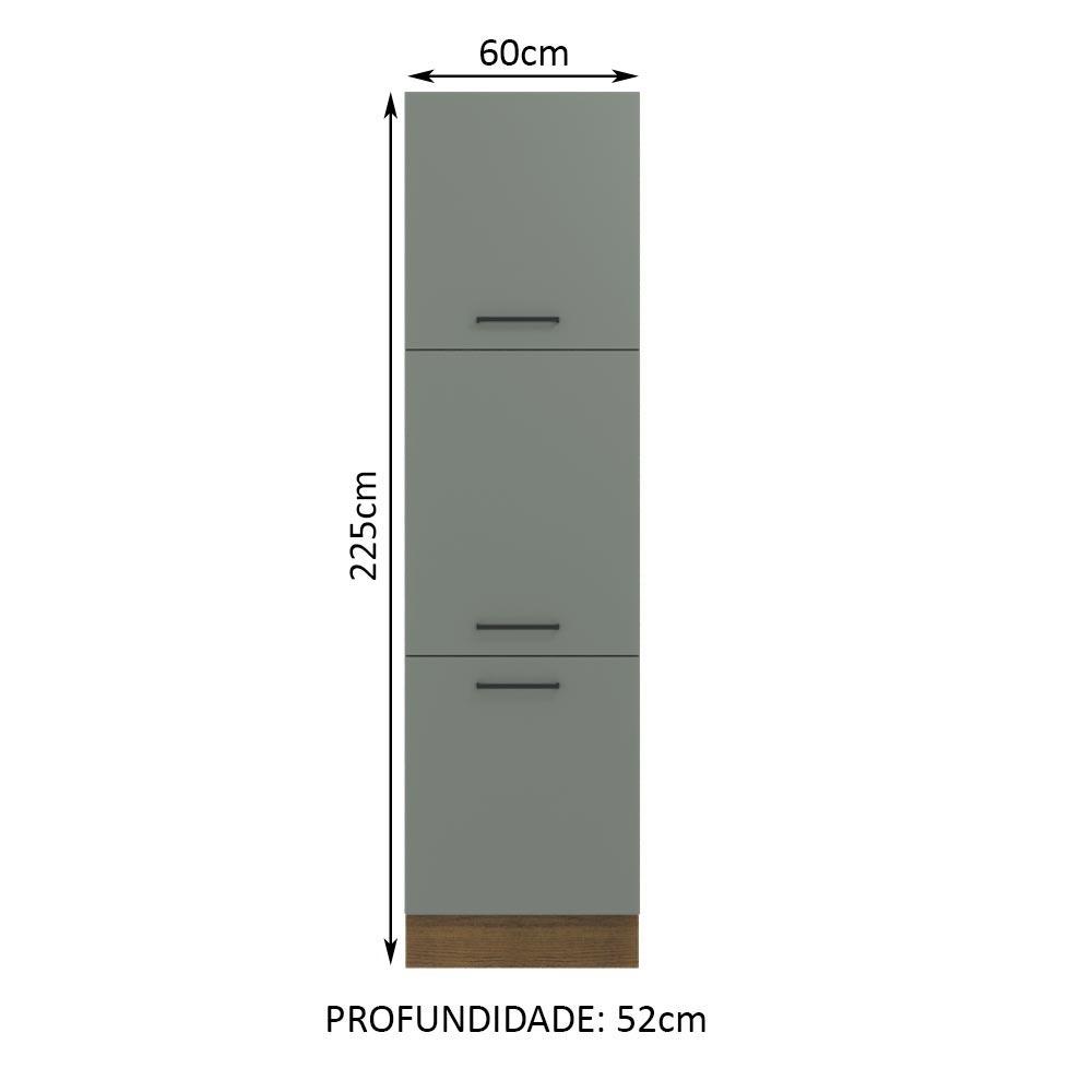 Paneleiro Armário de Cozinha 60 cm 3 Portas Rustic/Cinza Agata Madesa