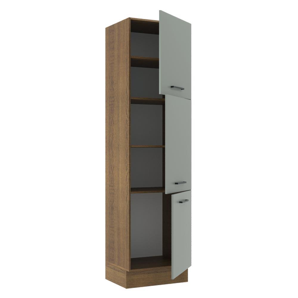 Paneleiro Armário de Cozinha 60 cm 3 Portas Rustic/Cinza Agata Madesa