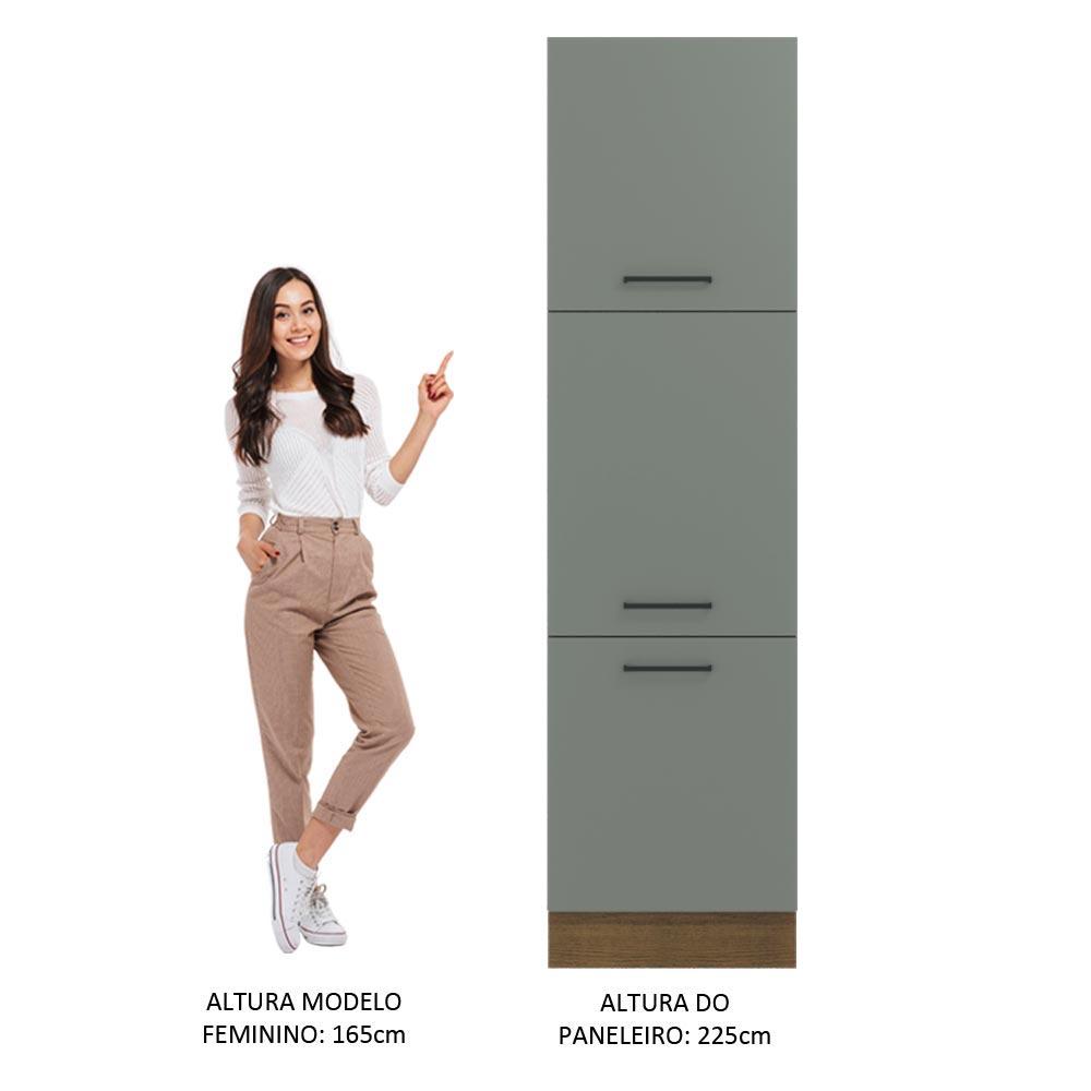 Paneleiro Armário de Cozinha 60 cm 3 Portas Rustic/Cinza Agata Madesa
